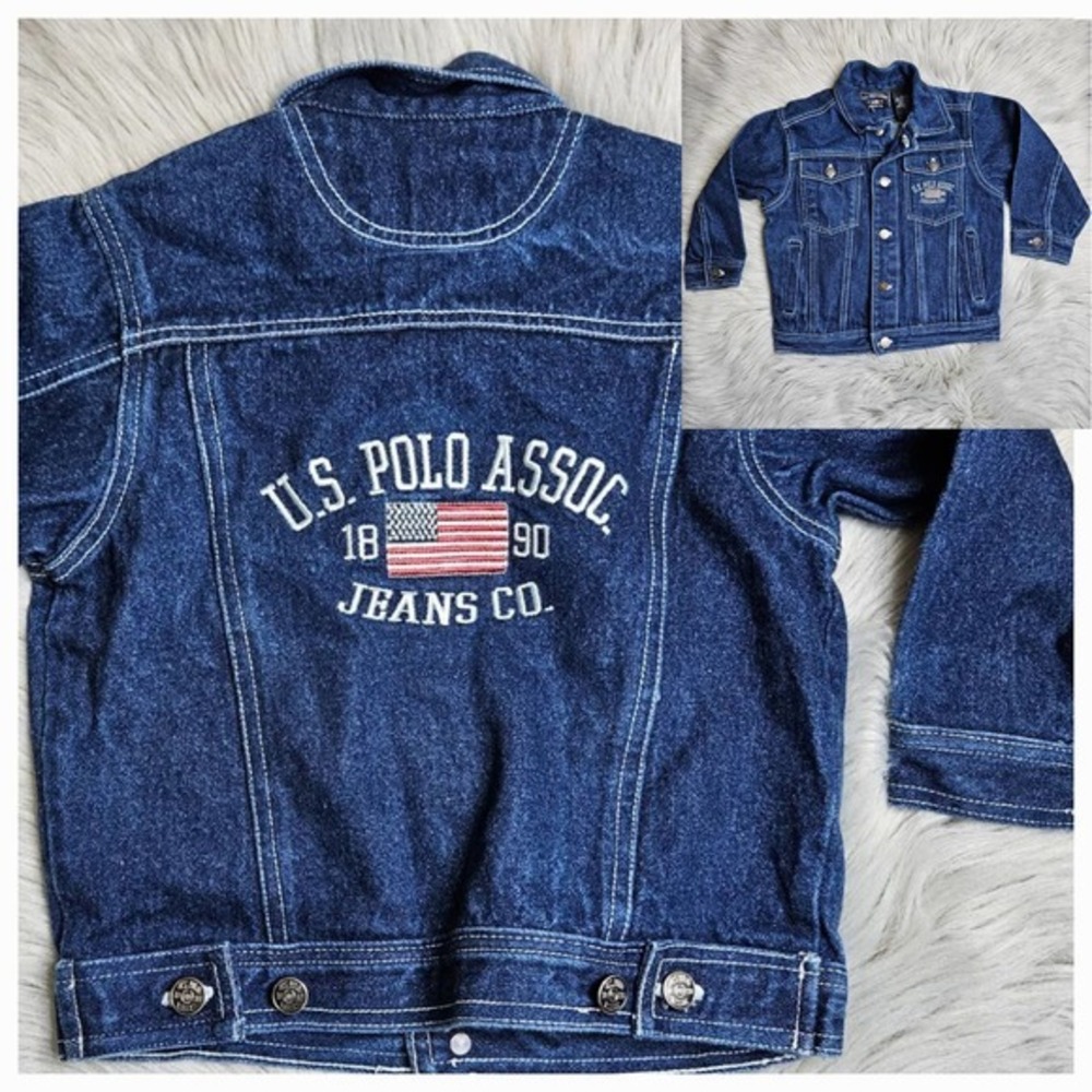 Kids Unisex US POLO ASSOC. Jeans Co Denim‎ Jacket Size 3T Button Up Embroidered